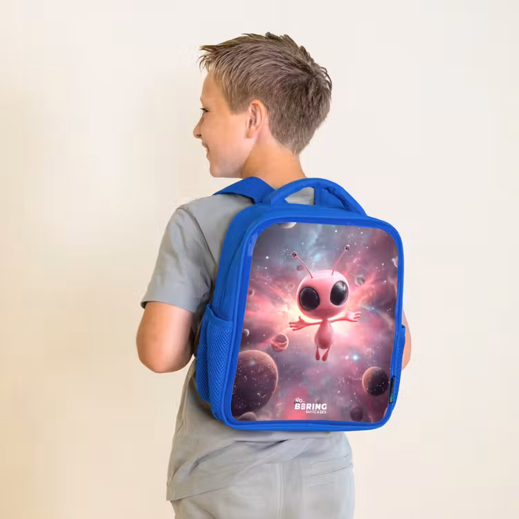 Kinderrucksack - Blau - Rosa Alien im Sternennebel — 5