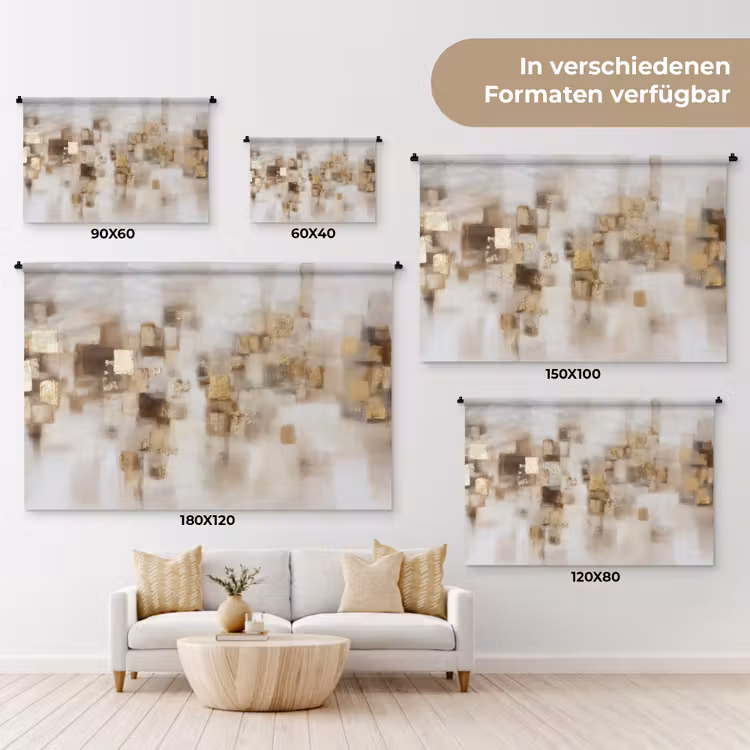 Wandteppich - Abstrakte Quadrate - Erdtöne - Neblig — 8