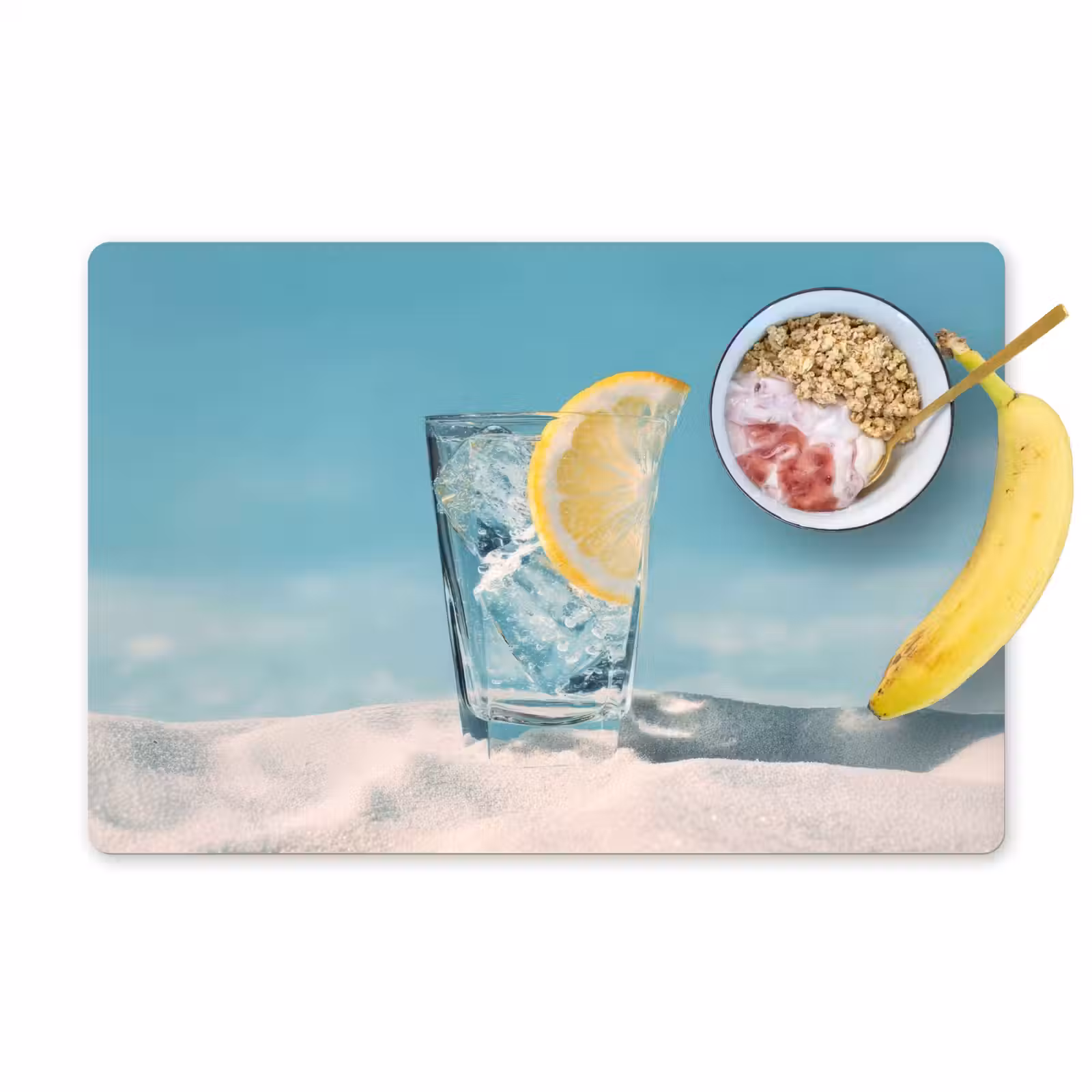 Tischset - 6 Stück - Glas - Eiswürfel - Zitrone — 1