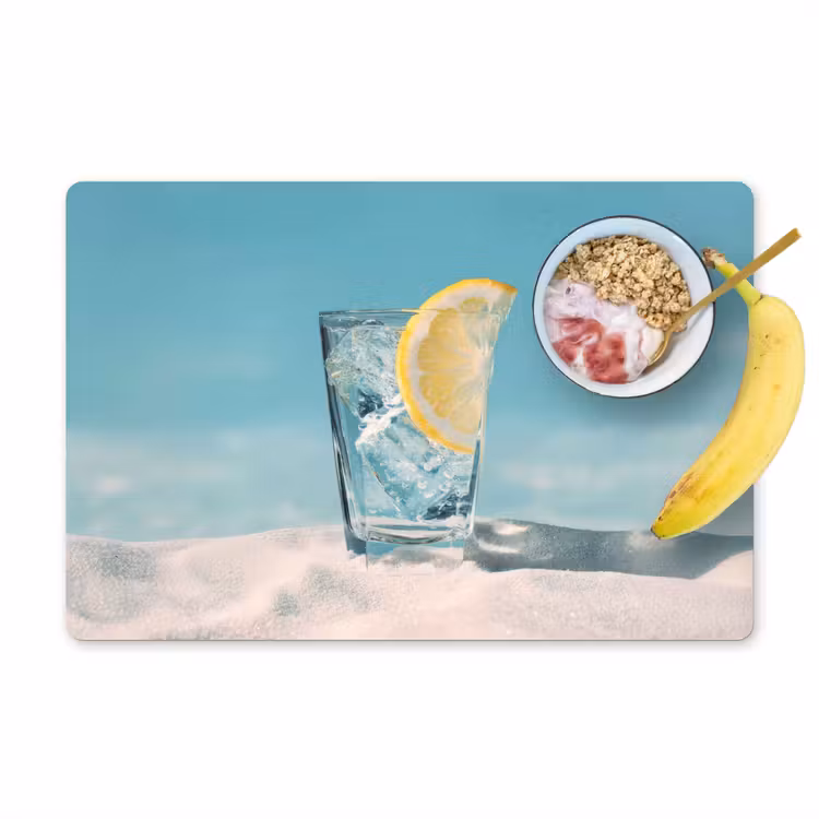 Tischset - 6 Stück - Glas - Eiswürfel - Zitrone — 1