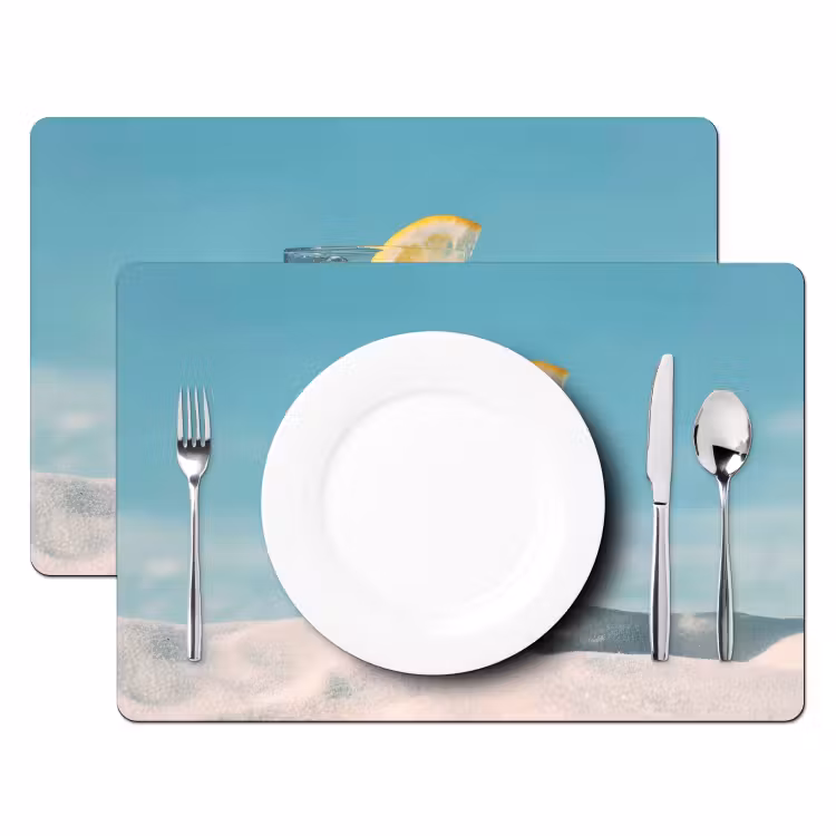 Tischset - 6 Stück - Glas - Eiswürfel - Zitrone — 2