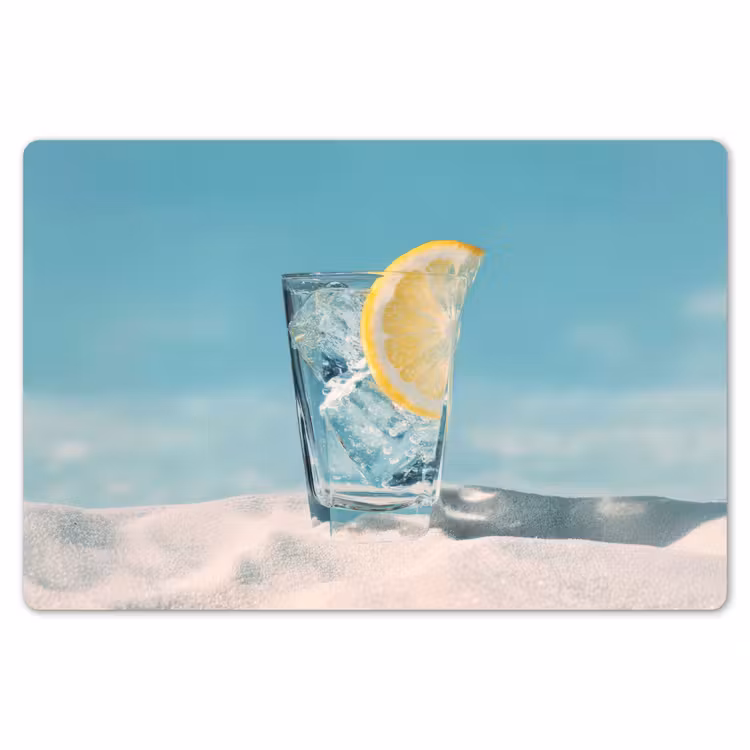 Tischset - 6 Stück - Glas - Eiswürfel - Zitrone — 6