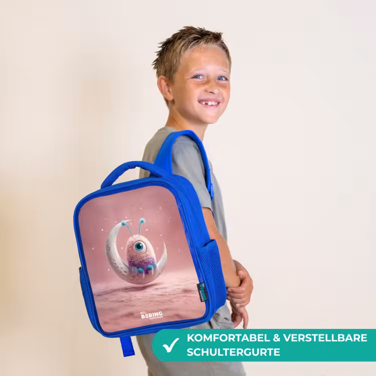 Kinderrucksack - Blau - Mondwippe mit Fluffy Weasel — 3