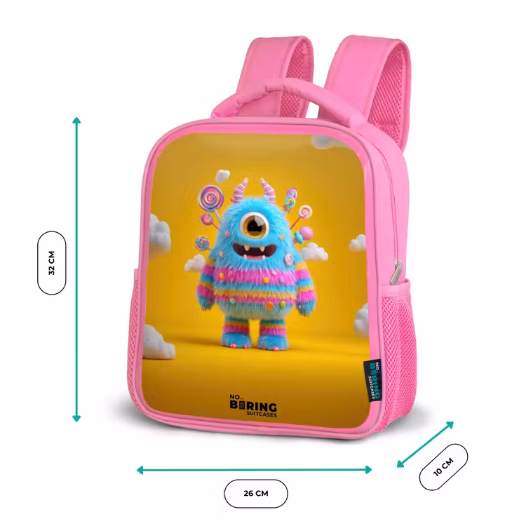 Rucksack Kind - Rosa - Süßigkeiten - Monster - Regenbogen — 4