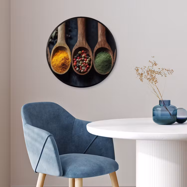 Poster im Rahmen Rund - Holz - Löffel - Gewürze - Kräuter — 4