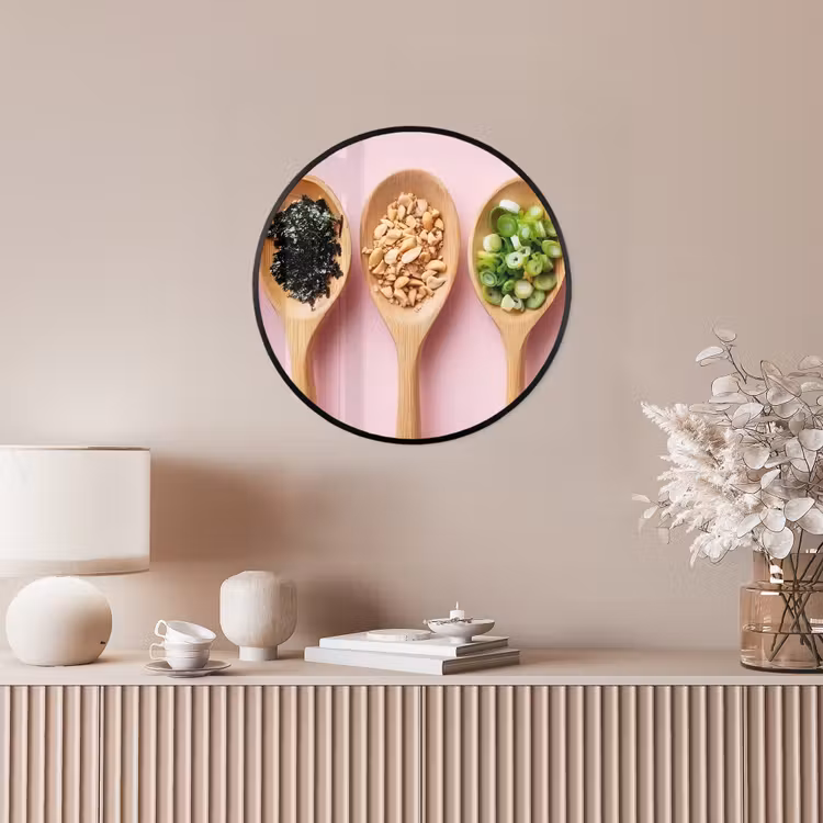 Poster im Rahmen Rund - Zutaten - Löffel - Holz - Rosa — 5