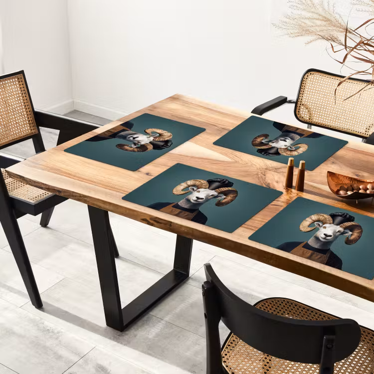 Tischset - 6 Stück - Ziege - Hörner - Kochbekleidung — 3
