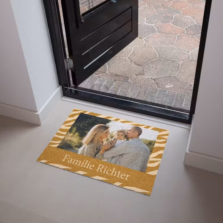 Personalisierbare fußmatte - Familie - In - Muster - Tierprint - Foto — 4