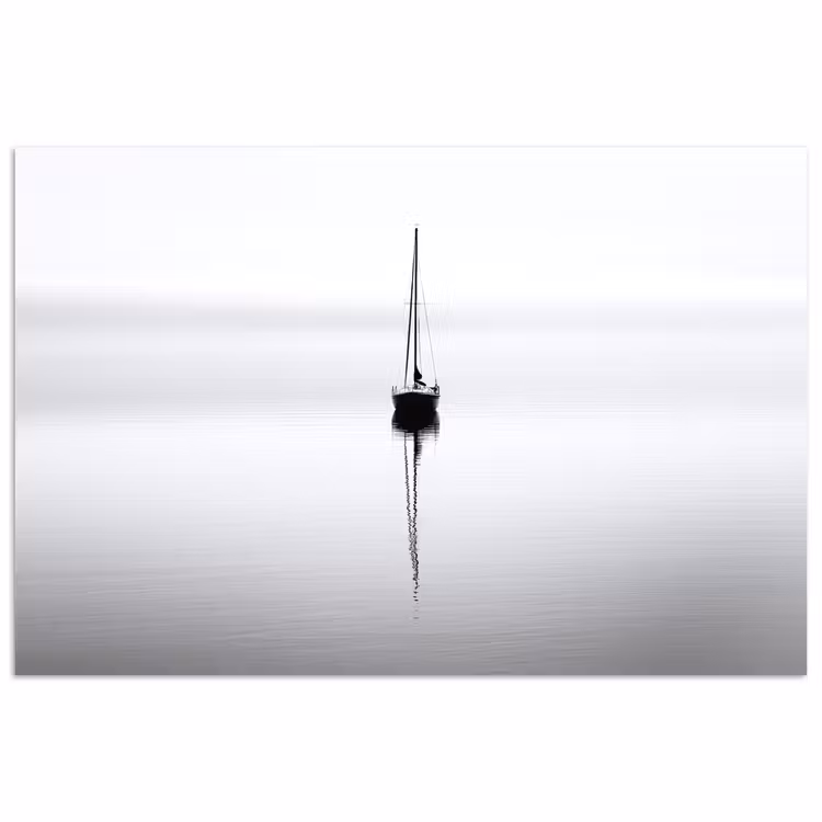 Poster - Segelboot - Schwarz - Wasser - Silhouette — 1