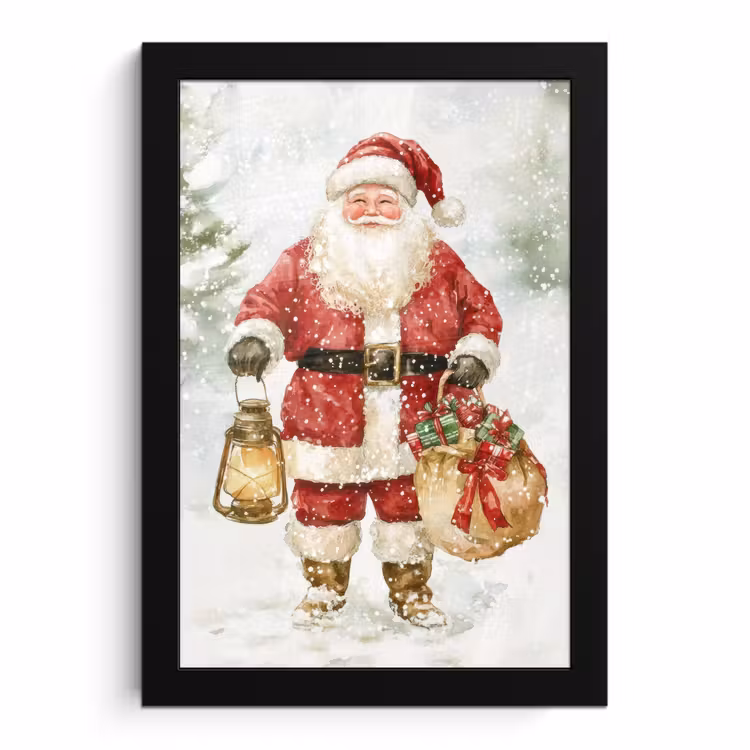 Bilder mit Rahmen - Weihnachtsmann - Winter - Schnee - Weiß - Rot — 1