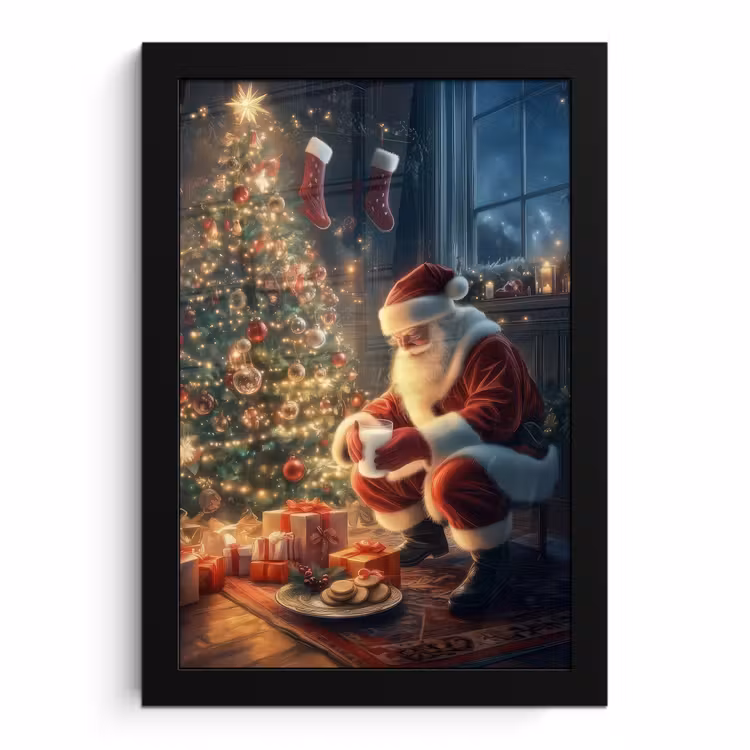 Bilder mit Rahmen - Weihnachtsmann - Kamin - Dunkel — 1