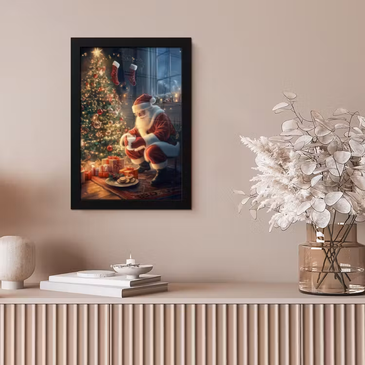 Bilder mit Rahmen - Weihnachtsmann - Kamin - Dunkel — 4