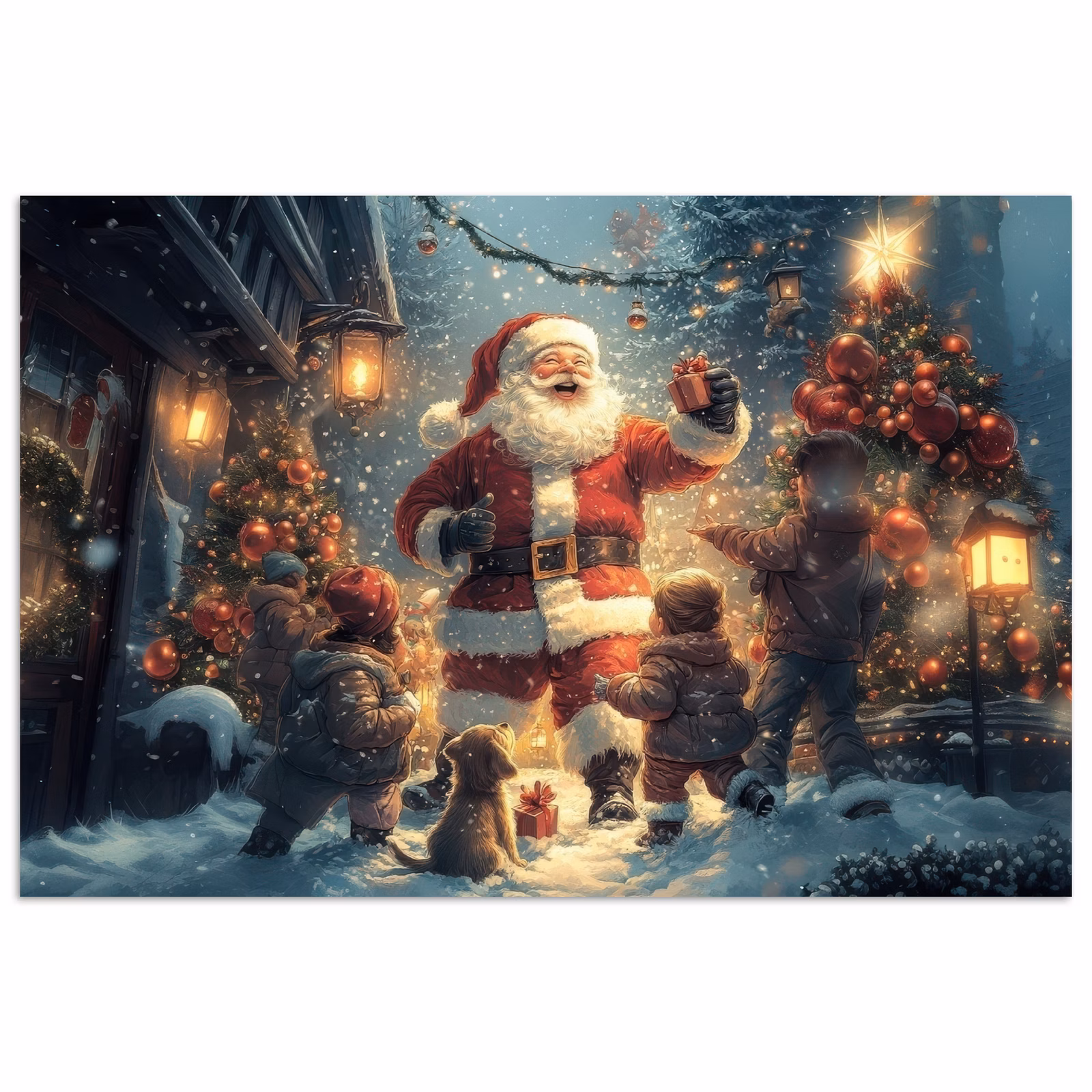 Poster - Weihnachtsstimmung - Schnee - Farbenfroh — 1