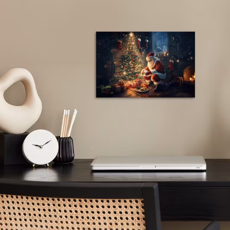 Poster - Weihnachtsmann - Kamin - Dunkel — 2