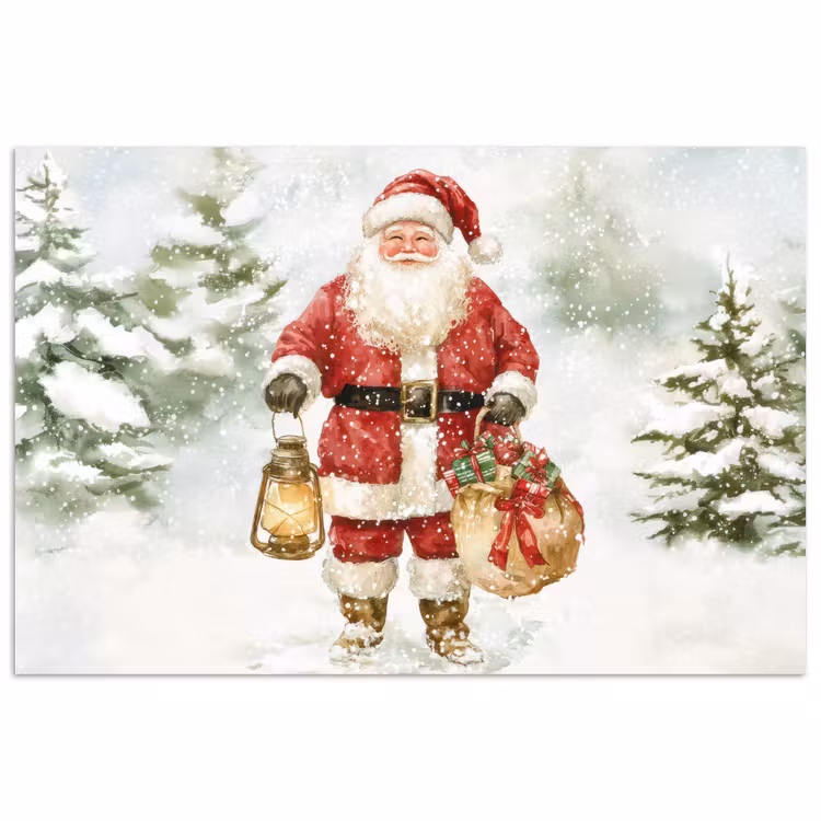 Poster - Weihnachtsmann - Winter - Schnee - Weiß - Rot — 1