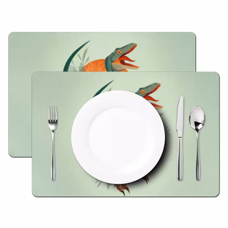 Tischset - 6 Stück - Dino - Blätter - Grafik - Grün — 2