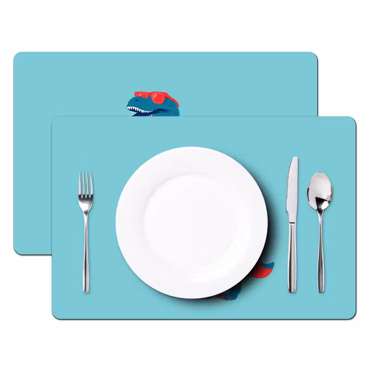 Tischset - 6 Stück - Dinosaurier - Blau - Sonnenbrille — 2