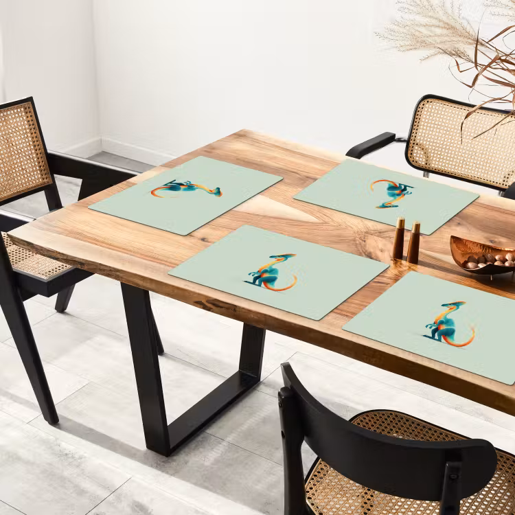 Tischset - 6 Stück - Schwanz - Dino - Minimalistisch - Blau — 3