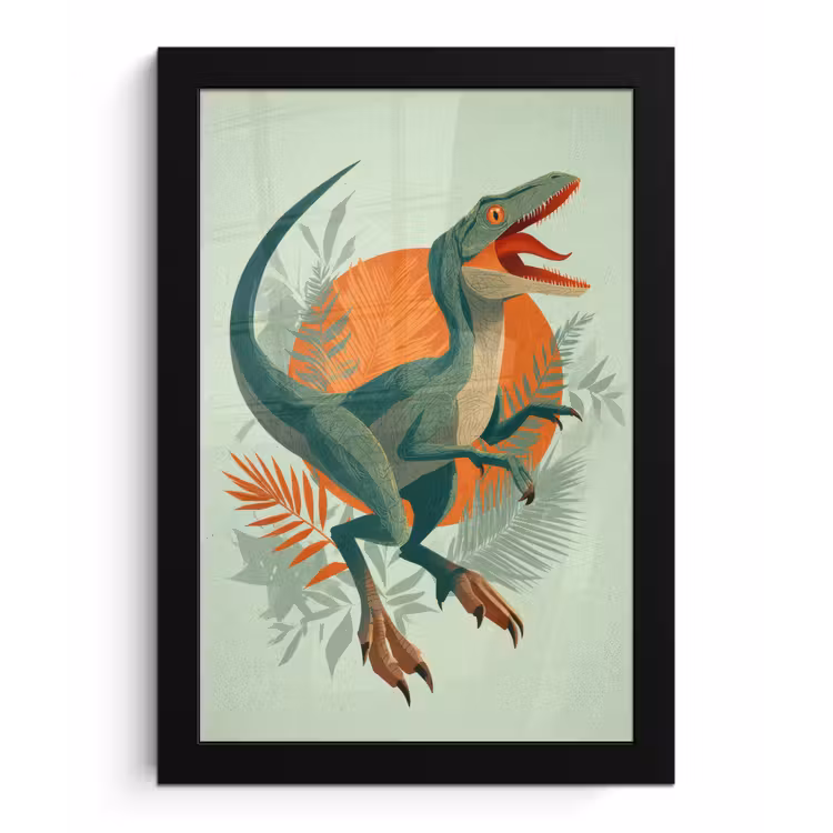 Bilder mit Rahmen - Dino - Blätter - Grafik - Grün — 1
