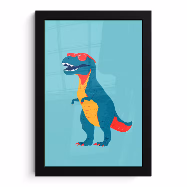 Bilder mit Rahmen - Dinosaurier - Blau - Sonnenbrille — 1