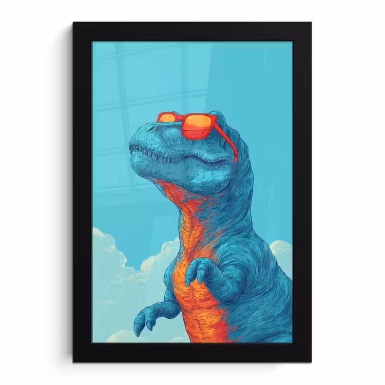 Bilder mit Rahmen - T-Rex - Blau - Wolken - Sonnenbrille — 1