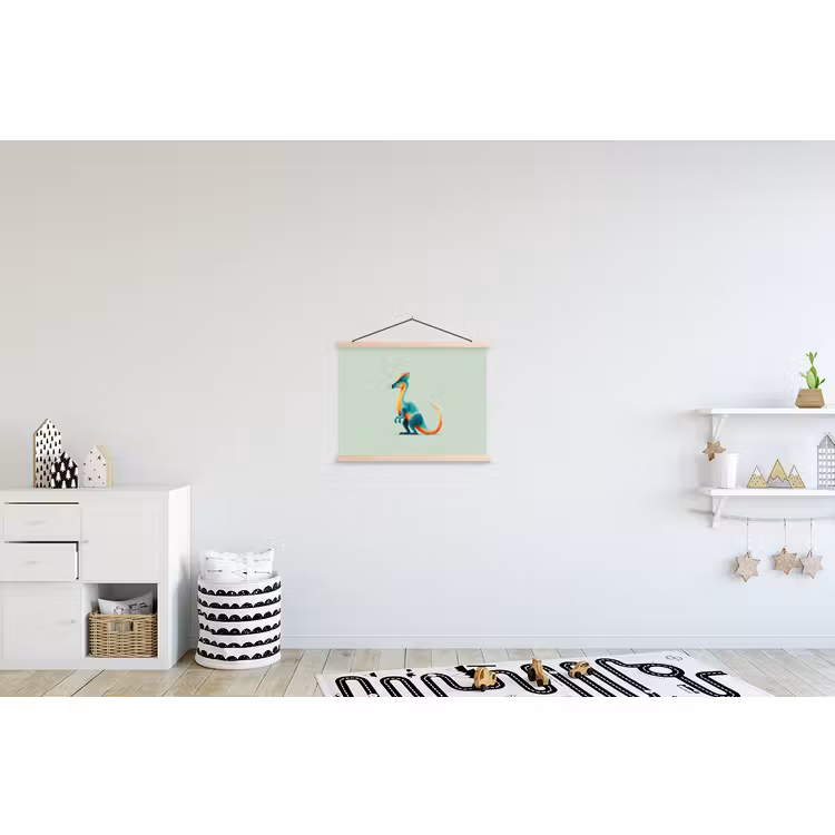 Stoffbild - Schwanz - Dino - Minimalistisch - Blau — 2