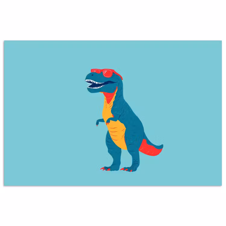 Poster - Dinosaurier - Blau - Sonnenbrille — 1