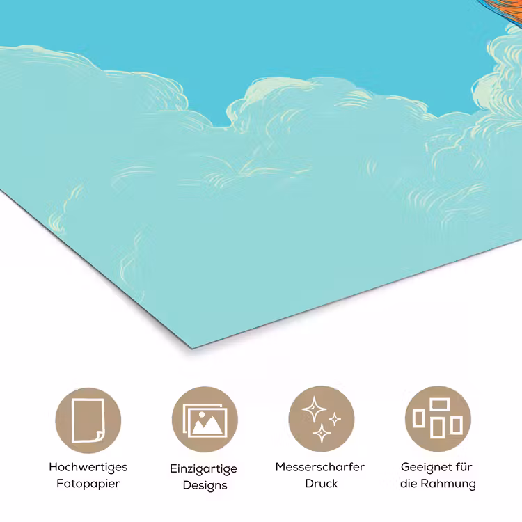 Poster - T-Rex - Blau - Wolken - Sonnenbrille — 5
