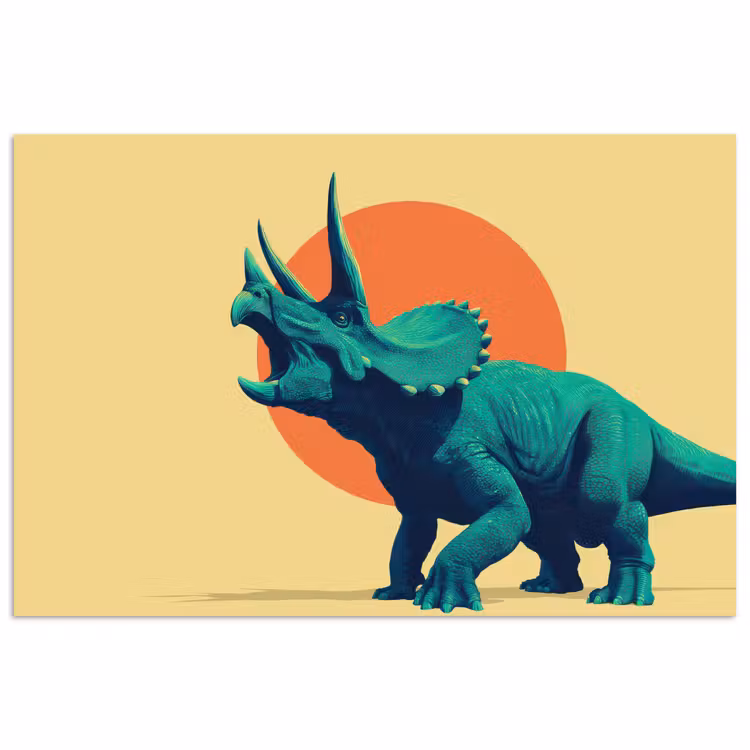 Poster - Triceratops - Kreis - Orange - Hörner — 1