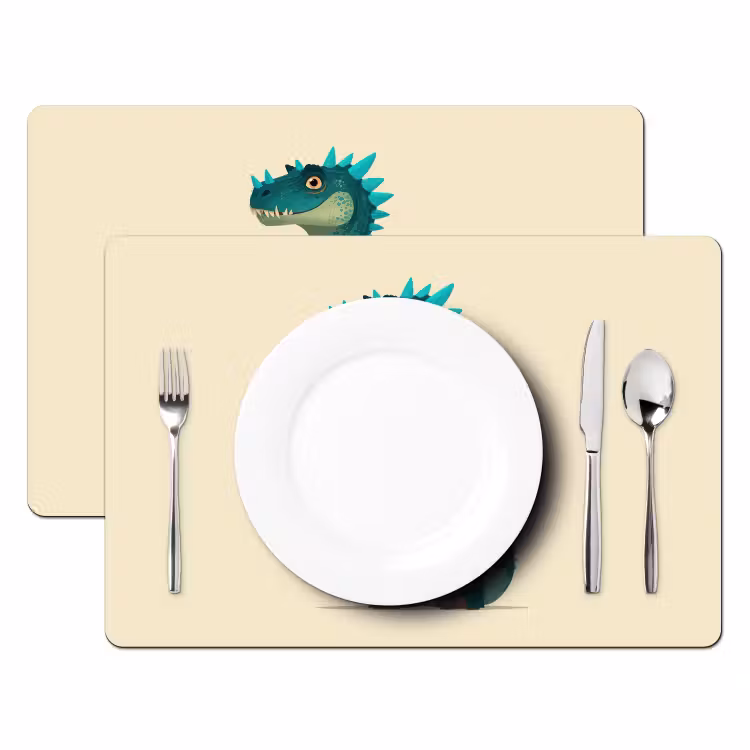 Tischset - 6 Stück - Dinosaurier - Türkis - Stacheln — 2