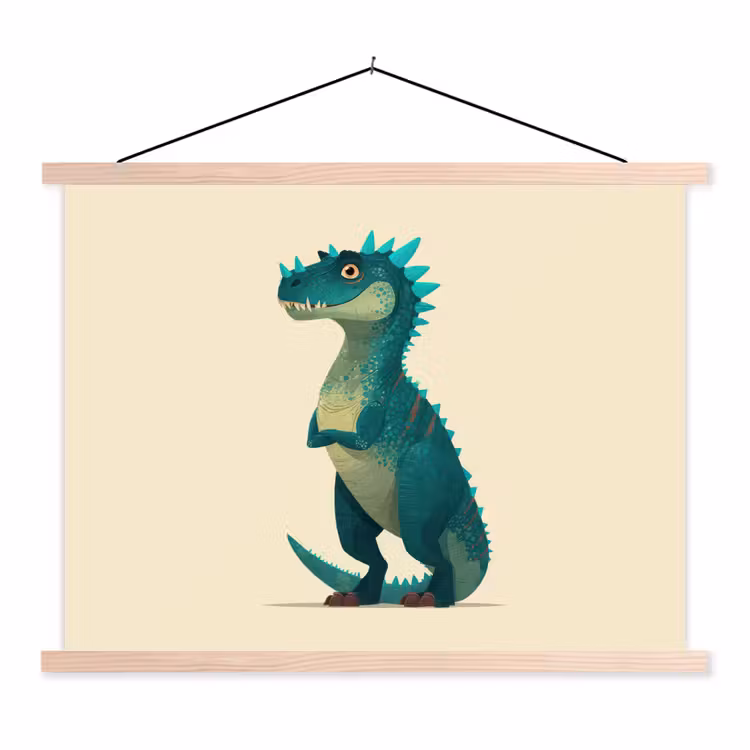 Stoffbild - Dinosaurier - Türkis - Stacheln — 1
