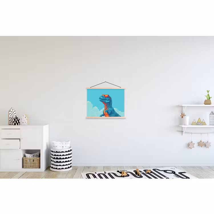 Stoffbild - T-Rex - Blau - Wolken - Sonnenbrille — 2