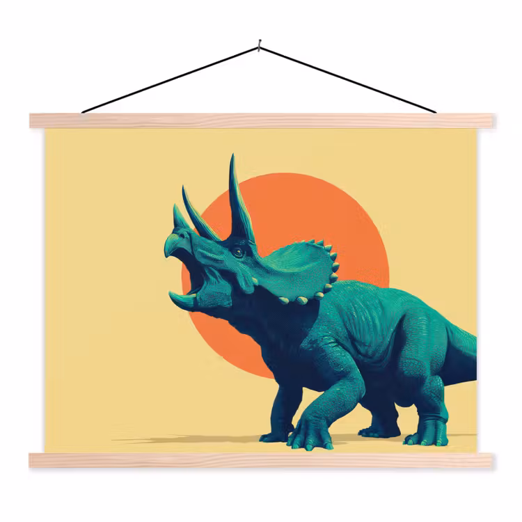 Stoffbild - Triceratops - Kreis - Orange - Hörner — 1