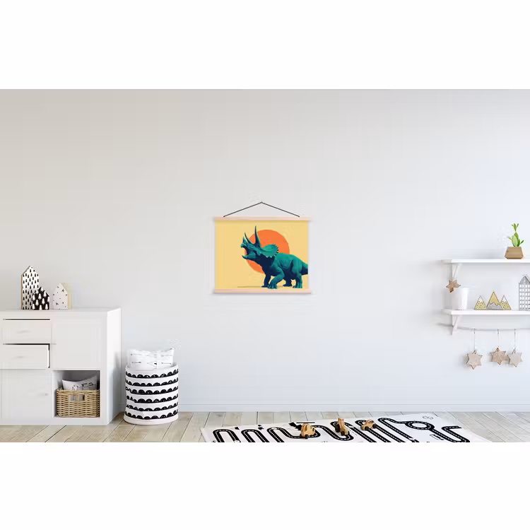 Stoffbild - Triceratops - Kreis - Orange - Hörner — 2