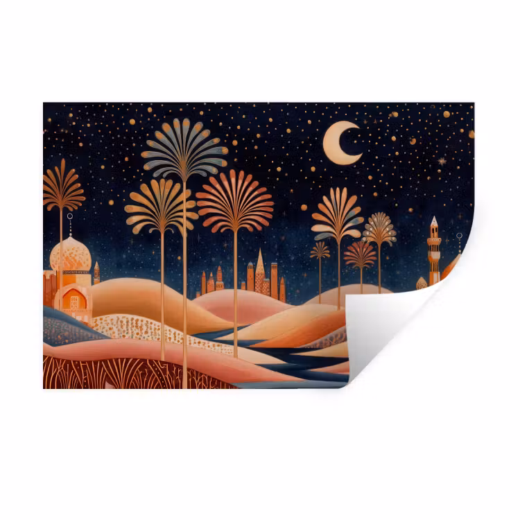 Wandtattoo – Sternenhimmel - Palmen - Fluss — 1