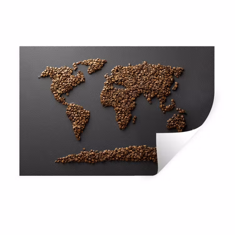 Wandtattoo – Weltkarte - Kaffee - Grau — 1