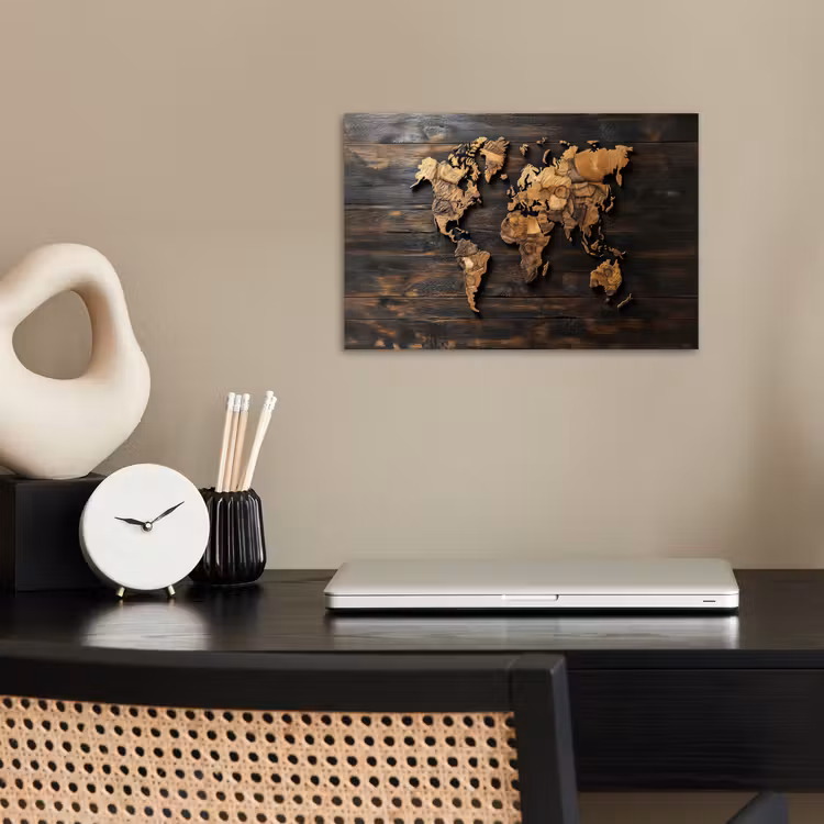 Poster - Weltkarte - Holz - Mosaik — 2