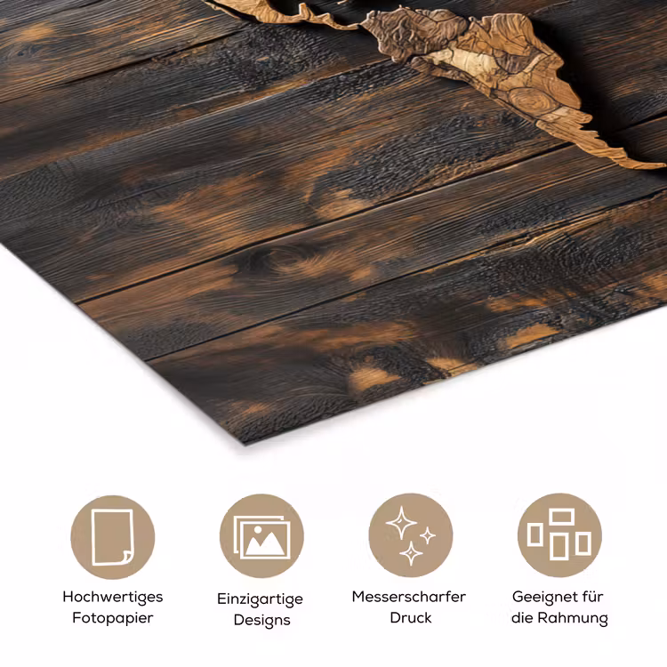 Poster - Weltkarte - Holz - Mosaik — 5