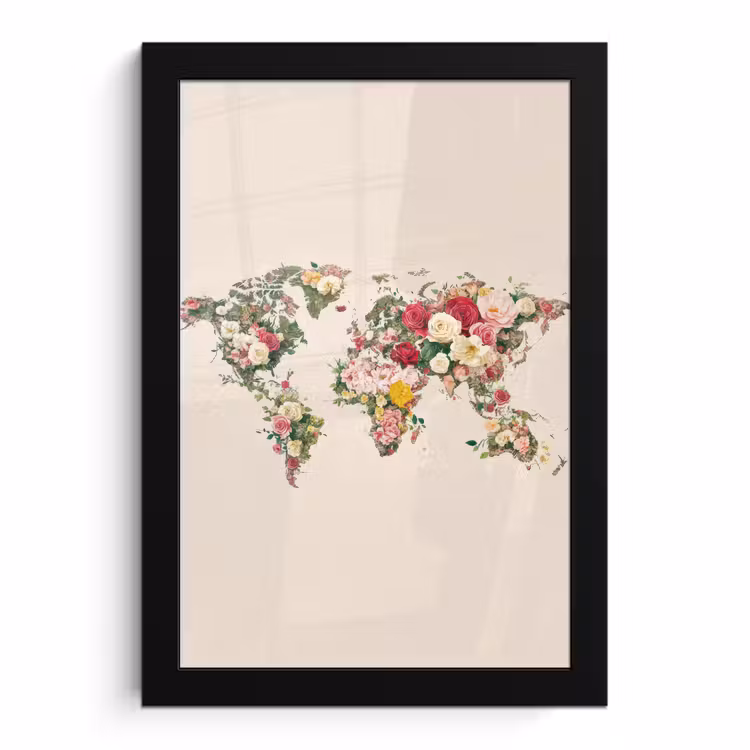 Bilder mit Rahmen - Weltkarte - Blumen - Rosa — 1