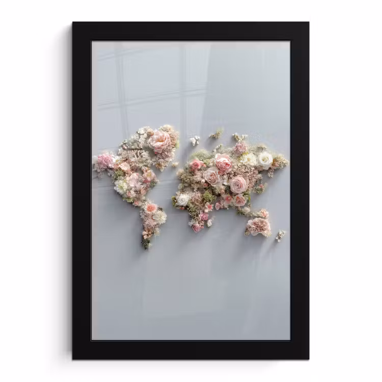 Bilder mit Rahmen - Weltkarte - Rosen - Rosa — 1