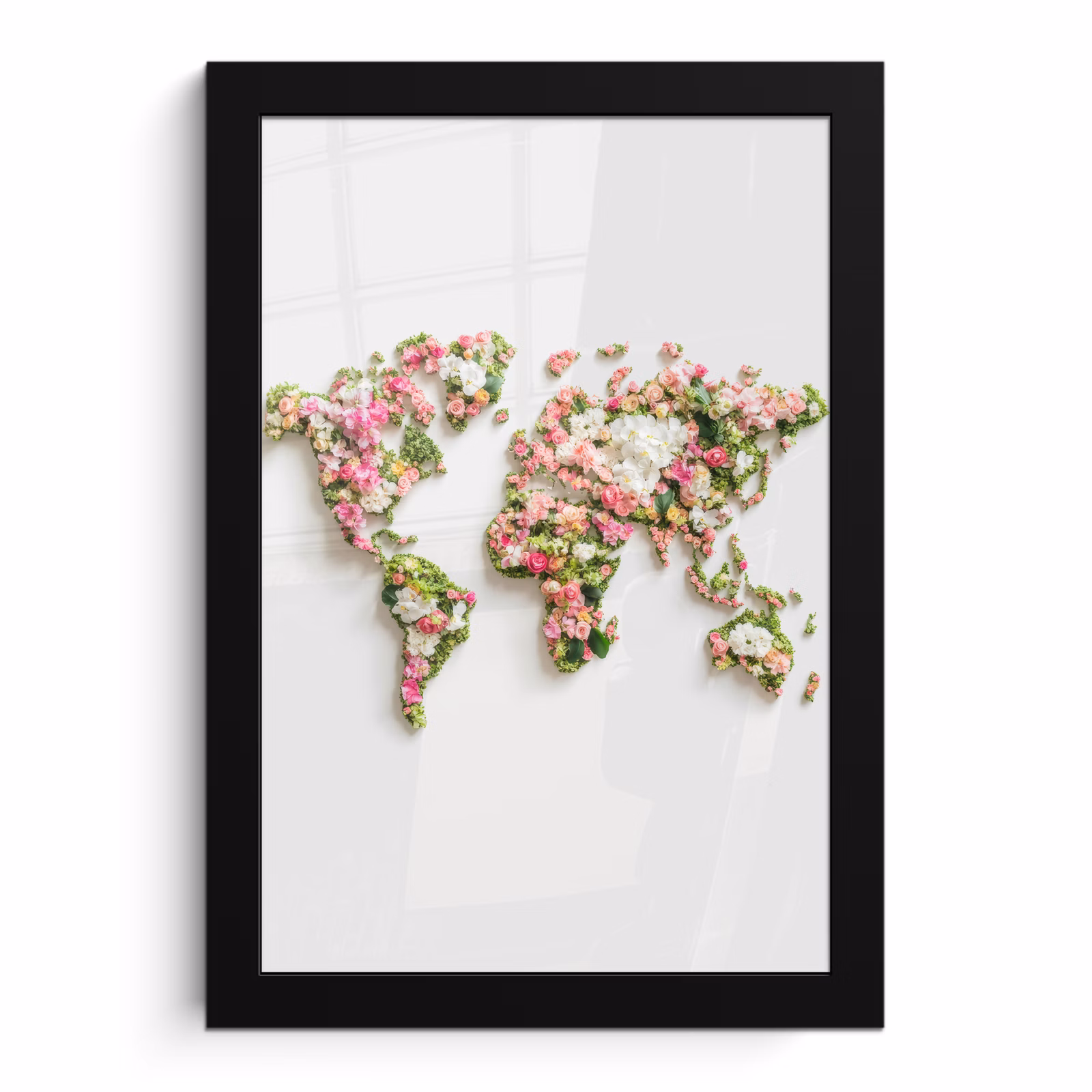Bilder mit Rahmen - Weltkarte - Blumen - Subtil — 1
