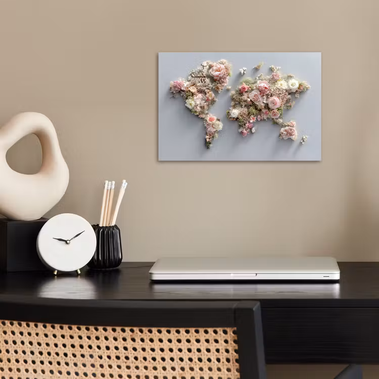 Poster - Weltkarte - Rosen - Rosa — 2
