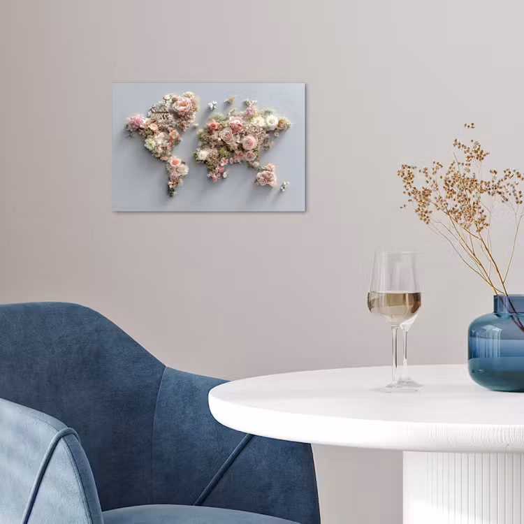Poster - Weltkarte - Rosen - Rosa — 4