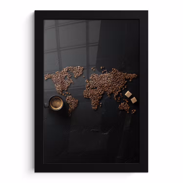 Bilder mit Rahmen - Weltkarte - Espresso - Schwarz — 1