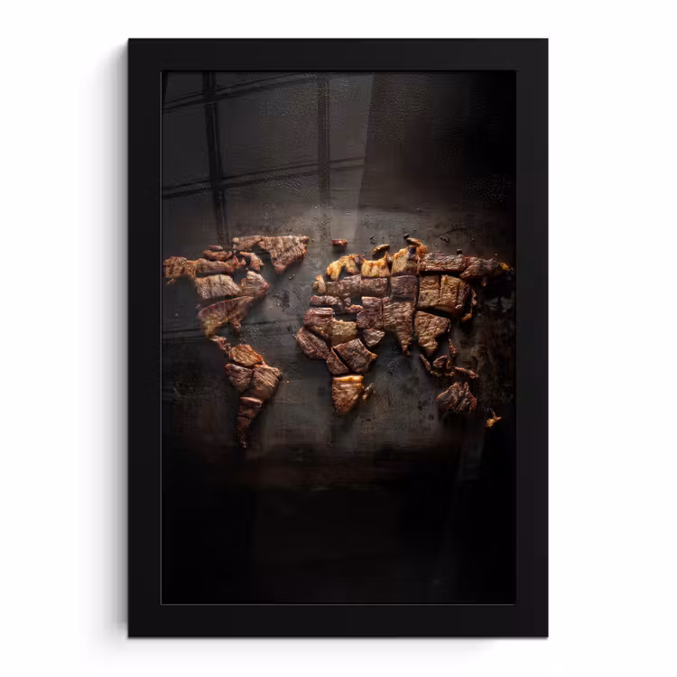 Bilder mit Rahmen - Weltkarte - Gegrilltes Fleisch — 1