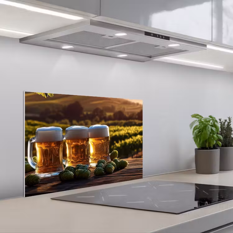 Spritzschutz Küche - Bier - Hopfen - Landschaft — 1