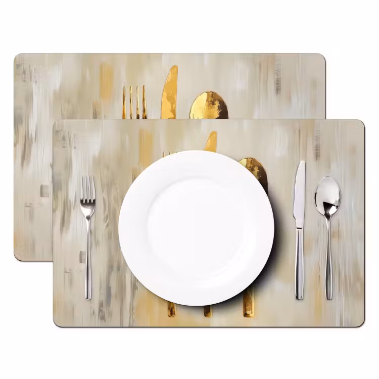 Tischset - 6 Stück - Farbe - Gold - Besteck — 2