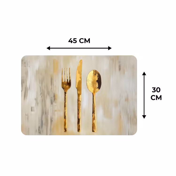 Tischset - 6 Stück - Farbe - Gold - Besteck — 3