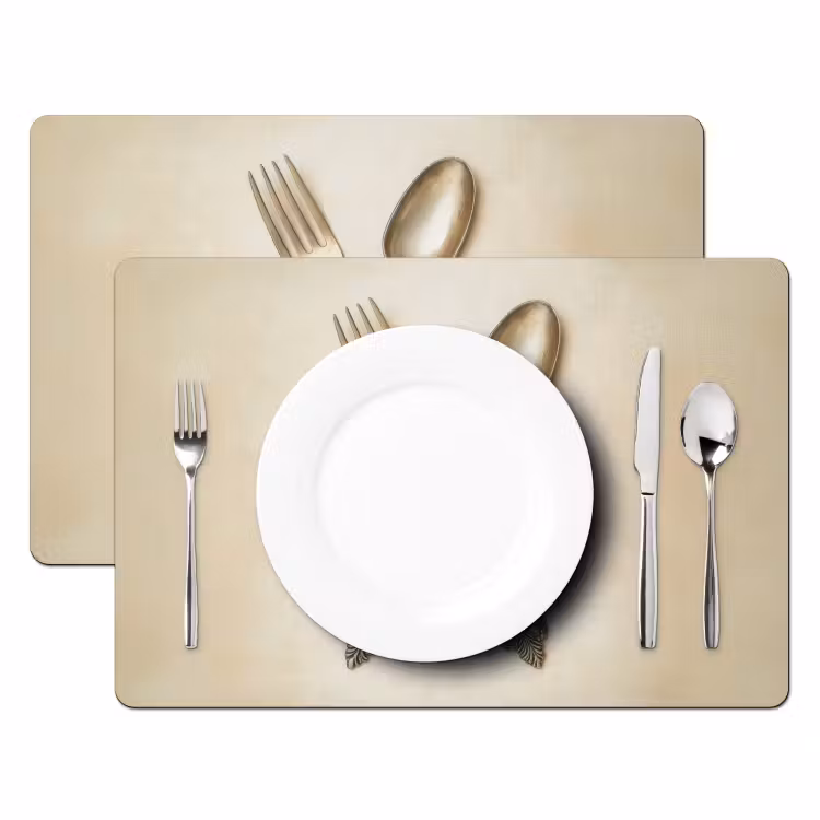 Tischset - 6 Stück - Beige - Vintage - Besteck — 2