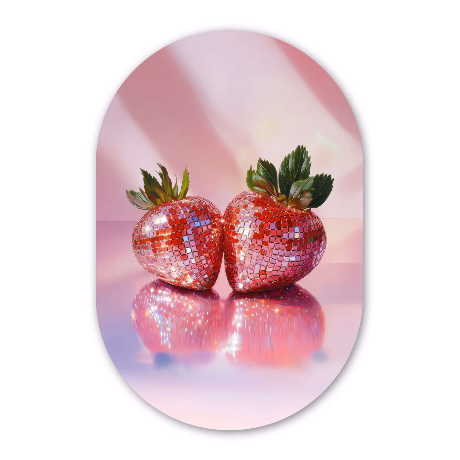 Glasbild Oval - Disco - Obst - Glitzer - Erdbeere — 1